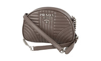 Prada Women's Grey Leather Diagramme Shoulder Bag 1BH147