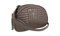 Prada Women's Grey Leather Diagramme Shoulder Bag 1BH147