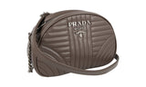 Prada Women's Grey Leather Diagramme Shoulder Bag 1BH147