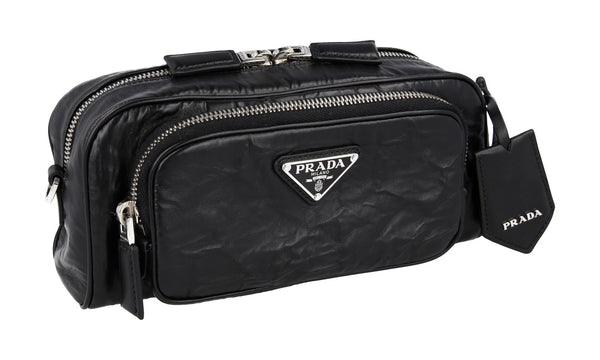 Prada Women's 1BH198 Black Leather Shoulder Bag