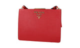 Prada Women's Red High-Quality Saffiano Leather Light Frame Shoulder Bag 1BK046