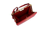 Prada Women's Red High-Quality Saffiano Leather Light Frame Shoulder Bag 1BK046