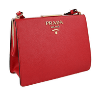 Prada Women's Red Saffiano Leather Light Frame Shoulder Bag 1BK046