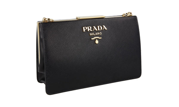 Prada Women's 1BK065 Black High-Quality Saffiano Leather Leather Shoulder Bag