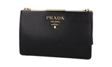 Prada Women's Black Saffiano Leather Light Frame Shoulder Bag 1BK065