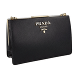 Prada Women's Black Saffiano Leather Light Frame Shoulder Bag 1BK065