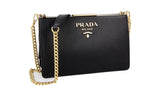 Prada Women's Black High-Quality Saffiano Leather Light Frame Shoulder Bag 1BK065