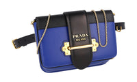 Prada Women's Blue Leather Cahier Shoulder Bag 1BL004