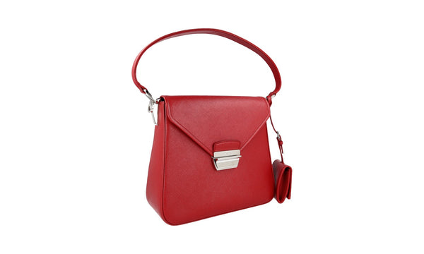 Prada Women's 1BN019 Red High-Quality Saffiano Leather Leather Shoulder Bag