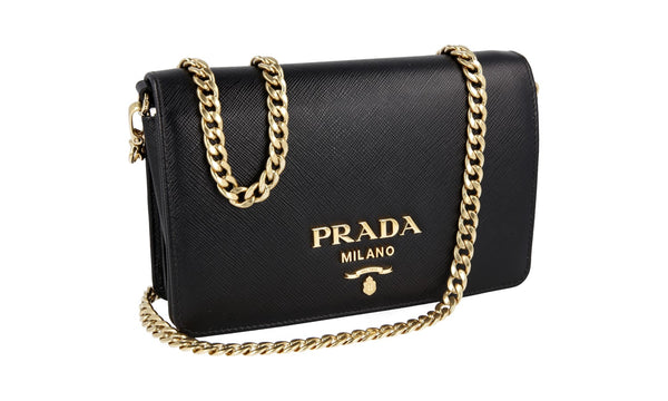 Prada Women's 1BP006 Black High-Quality Saffiano Leather Leather Shoulder Bag