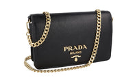 Prada Women's Black High-Quality Saffiano Leather Shoulder Bag 1BP006