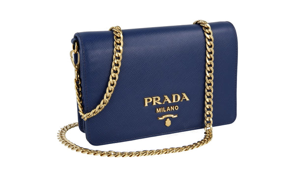 Prada Women's 1BP006 Blue High-Quality Saffiano Leather Leather Shoulder Bag