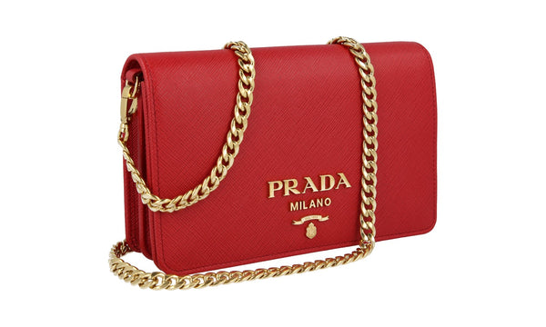 Prada Women's 1BP006 Red Saffiano Leather Leather Shoulder Bag