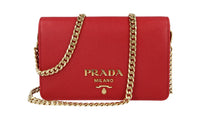 Prada Women's Red High-Quality Saffiano Leather Shoulder Bag 1BP006