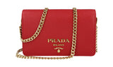 Prada Women's Red High-Quality Saffiano Leather Shoulder Bag 1BP006