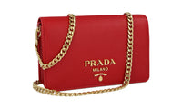 Prada Women's Red High-Quality Saffiano Leather Shoulder Bag 1BP006