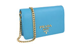 Prada Women's 1BP006 Turquoise High-Quality Saffiano Leather Leather Shoulder Bag