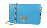 Prada Women's Turquoise High-Quality Saffiano Leather Shoulder Bag 1BP006