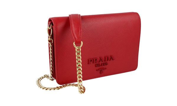 Prada Women's 1BP012 Red High-Quality Saffiano Leather Leather Shoulder Bag