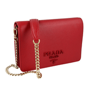Prada Women's Red Saffiano Leather Shoulder Bag 1BP012