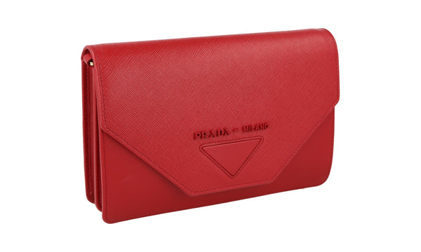 Prada Women's 1BP014 Red Saffiano Leather Leather Shoulder Bag