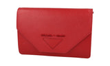 Prada Women's Red Saffiano Leather Envelope Shoulder Bag 1BP014