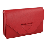 Prada Women's Red Saffiano Leather Envelope Shoulder Bag 1BP014