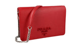 Prada Women's 1BP018 Red High-Quality Saffiano Leather Leather Shoulder Bag