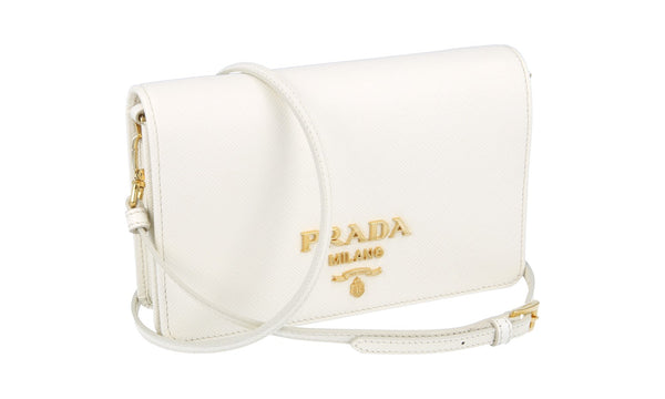 Prada Women's 1BP019 White Saffiano Leather Leather Shoulder Bag