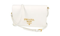 Prada Women's White High-Quality Saffiano Leather Shoulder Bag 1BP019