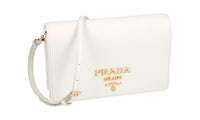 Prada Women's White Saffiano Leather Shoulder Bag 1BP019
