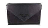 Prada Women's Black Saffiano Leather Envelope Shoulder Bag 1BP020