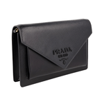 Prada Women's Black Saffiano Leather Envelope Shoulder Bag 1BP020