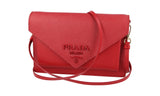 Prada Women's Red Saffiano Leather Envelope Monochrome Mini Shoulder Bag 1BP020