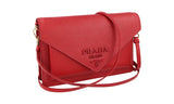 Prada Women's Red Saffiano Leather Envelope Monochrome Mini Shoulder Bag 1BP020
