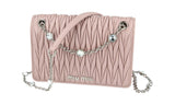 Miu Miu Women's Beige Leather Matelasse Crystal Shoulder Bag 1BP065