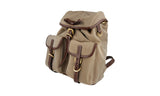 Prada Women's Brown Logo Jacquard Canvas Leather Gold Backpack 1BZ677