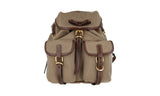 Prada Women's Brown Logo Jacquard Canvas Leather Gold Backpack 1BZ677