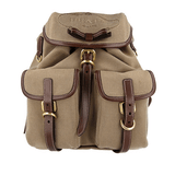 Prada Women's Brown Logo Jacquard Canvas Leather Gold Backpack 1BZ677