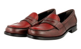 Prada Women's Red Saffiano Leather Penny Loafer Business Shoes 1D055F