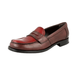 Prada Women's Red Saffiano Leather Penny Loafer Business Shoes 1D055F
