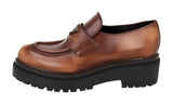 Prada Women's Brown Leather Double Chocolate Loafers 1D246M
