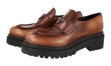 Prada Women's Brown Leather Double Chocolate Loafers 1D246M