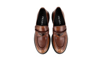 Prada Women's Brown Leather Double Chocolate Loafers 1D246M