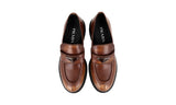 Prada Women's Brown Leather Double Chocolate Loafers 1D246M