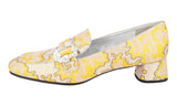 Prada Women's Yellow Jacquard Lurex Crystal Brooch Glamour Pumps / Heels 1D450I