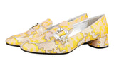 Prada Women's Yellow Jacquard Lurex Crystal Brooch Glamour Pumps / Heels 1D450I