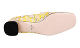 Prada Women's Yellow Jacquard Lurex Crystal Brooch Glamour Pumps / Heels 1D450I