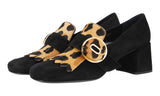 Prada Women's Multicoloured Leather Calf Fur Leopard Pumps / Heels 1D723H