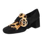 Prada Women's Multicoloured Leather Calf Fur Leopard Pumps / Heels 1D723H